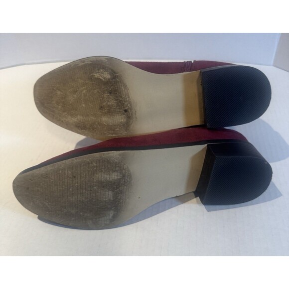BeBe Women's Burgundy Bootie Ankle Boots Size 6.5 1/2 Zipper Faux Suede - Picture 10 of 10